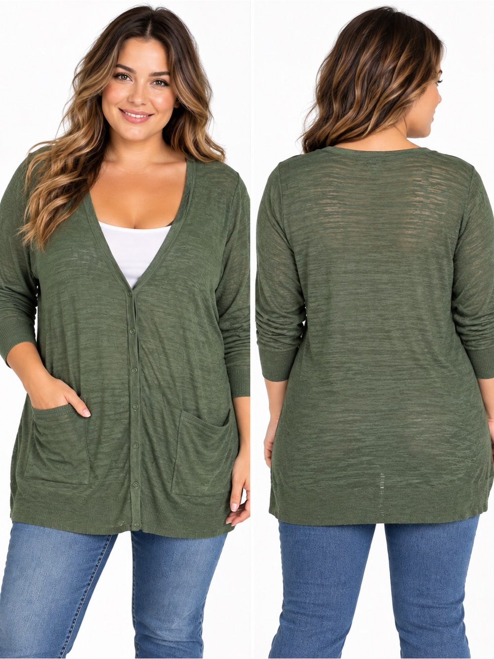 TORRID Olive Green Button-Front Lightweight Cardigan Size 2 (2X)